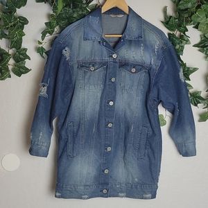 HIGHWAY JEANS Distressed Denim Jacket 3/4 Sleeve M